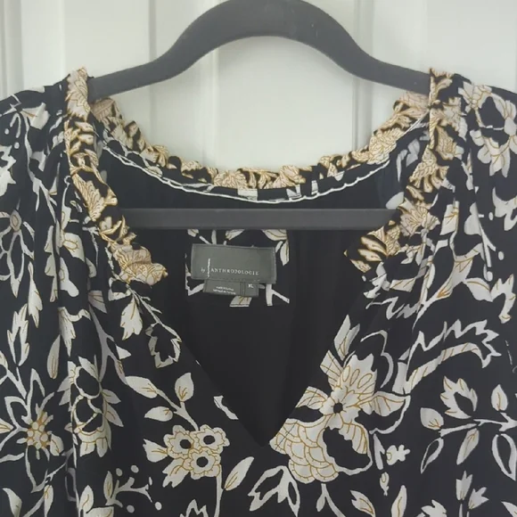 Anthropologie Black and Yellow Robin Flutter Sleeve Mini Dress - Picture 9 of 9